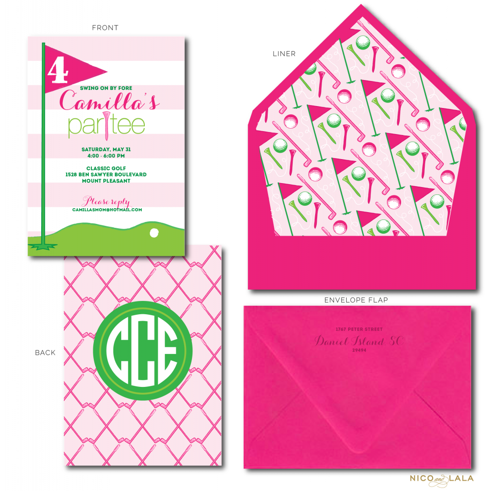 Girly Golf Birthday Invitation
