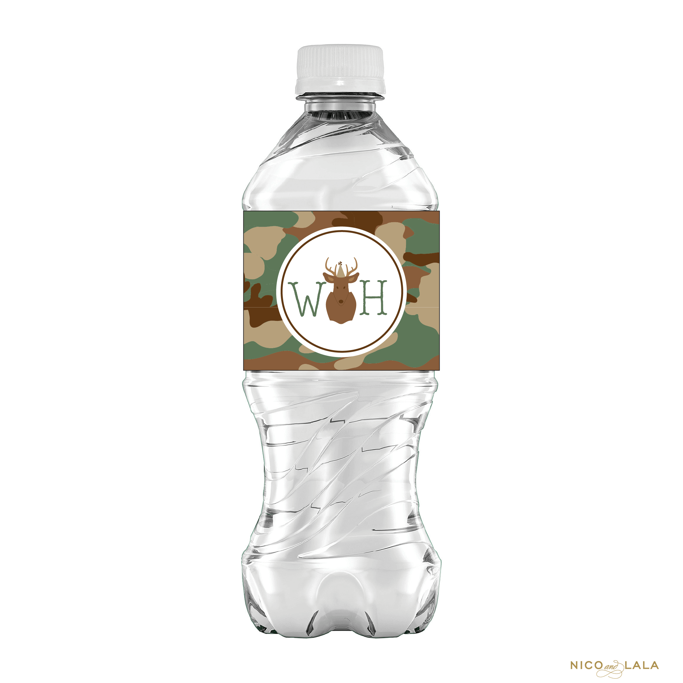 Camouflage water bottle label