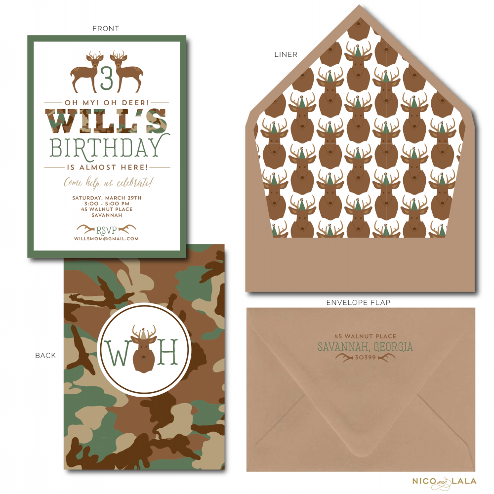 Camouflage birthday invitation